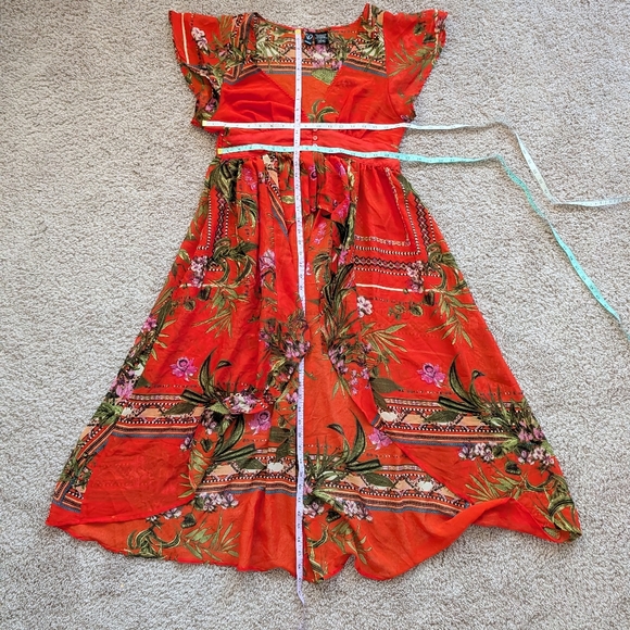 Windsor Red Green Purple Floral High-Low Dress Size Large - Picture 7 of 7